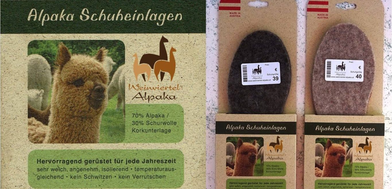 Schueinlagen aus Alpakafaser mit Kork verstärkt
