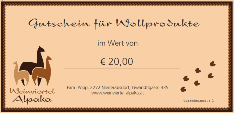 Bild Gutschein Alpaka Wollprodukte